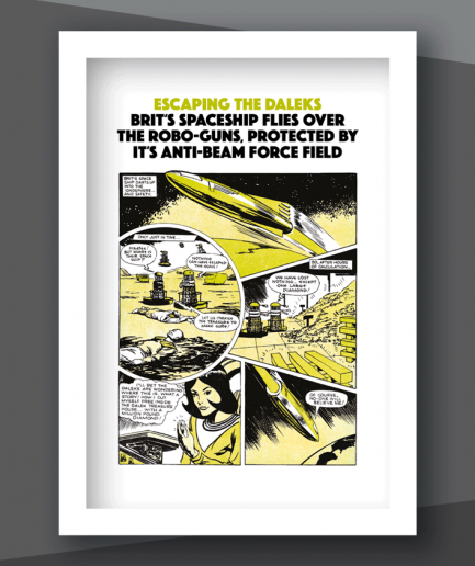 escaping the daleks white frame print