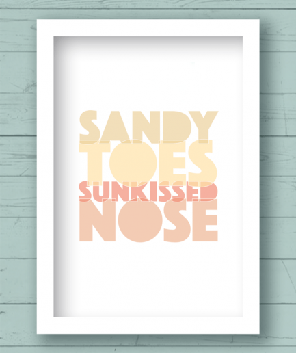 sandy toes sunkissed nose white frame print